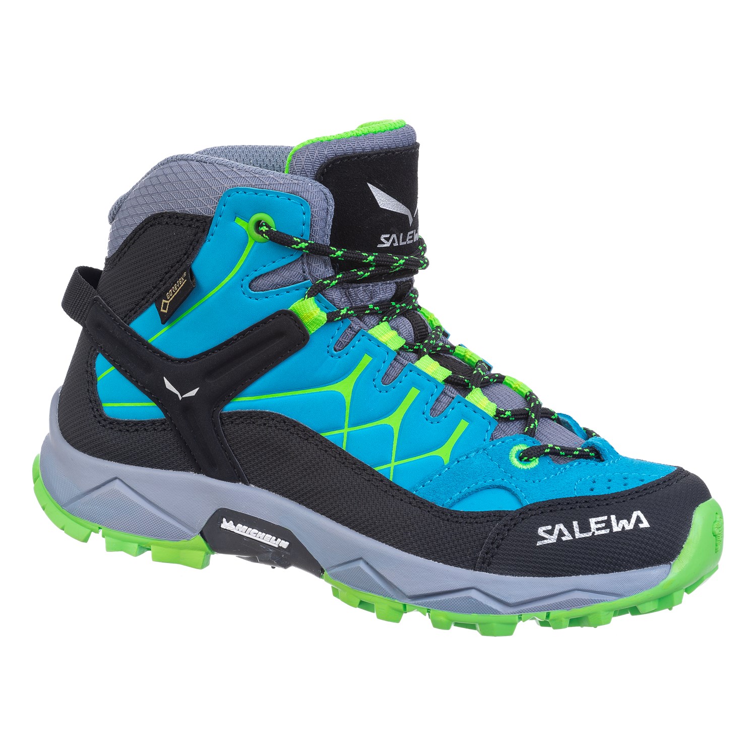 Salewa Kids Alp Trainer Mid GORE-TEX® Hiking Boots Blue/Green UZF-260743